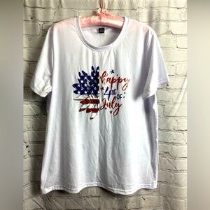 White, Forth Of July, Soft T-shirt. Size XL